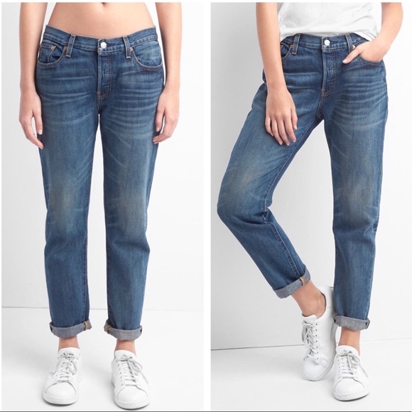 GAP Denim - Mid-Rise Gap Boyfriend Roll Cuff Jeans